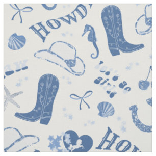 Tissu Cute Girl Blue Coastal Cowgirl Motif esthétique