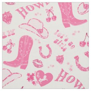 Tissu Cute Girl Rose Cowgirl Motif esthétique