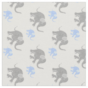 Tissu Cute Grey and Pastel Blue Baby Elephants Motif