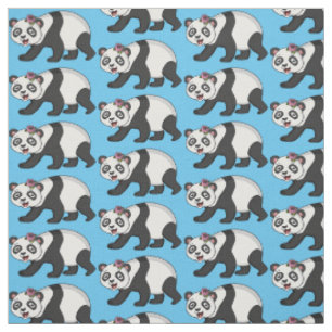 Tissu Cute happy panda bear with flower cartoon