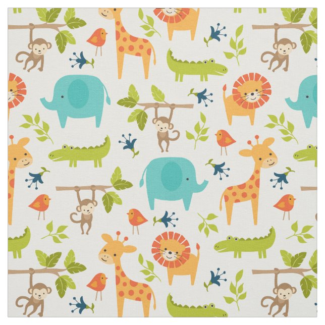 Tissu Cute Jungle Animaux Fabric (Échantillon)