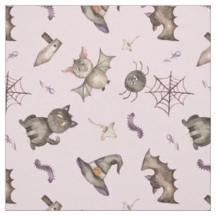 Tissu Cute Kids Cat Bat Spider Halloween Motif