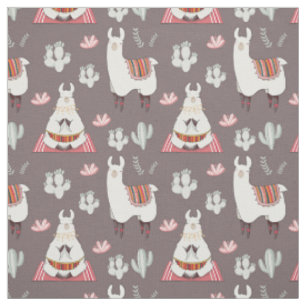 Tissu Cute Llama Fabric