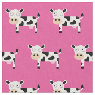 Tissu Cute Moo Vache Enfant Baby Nursery Farm Rose