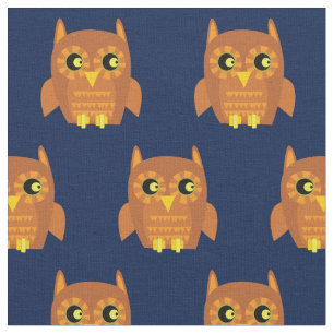 Tissu Cute Owl Bird Kid Baby Nursery Navy Blue