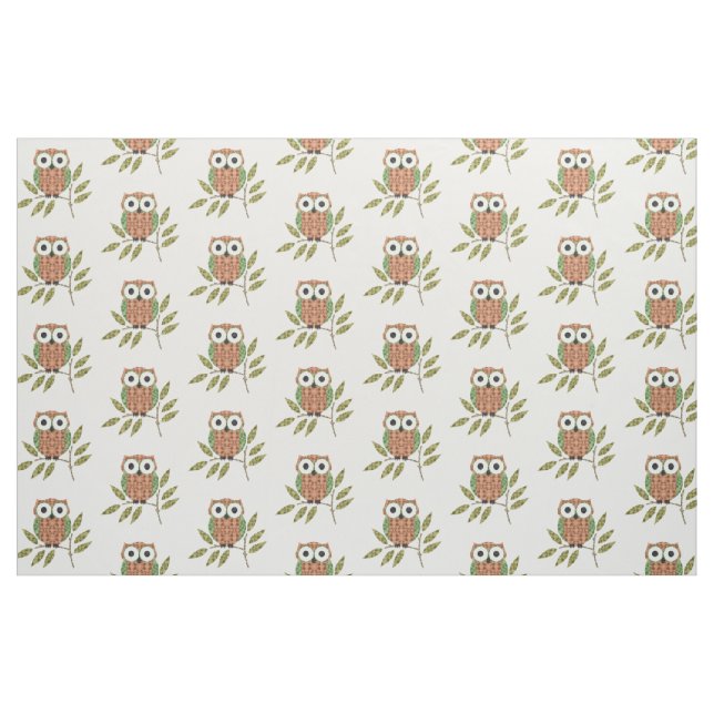 Tissu Cute Owls Motif Fabric (Fat Quarter)
