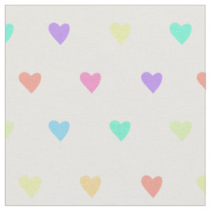 Tissu Cute Pastel Rainbow Hearts Motif