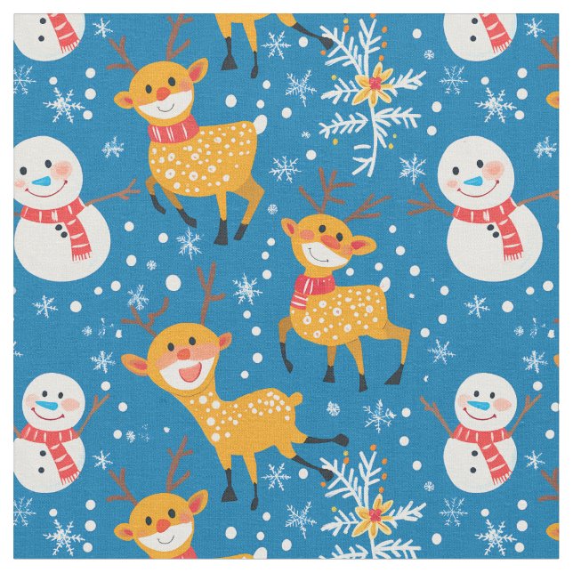 Tissu Cute Rinde Et Snowman (Fermer)