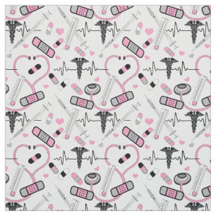 Tissu Cute rose Stethoscope Infirmière   Docteur Motif 