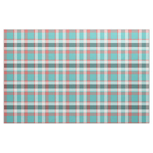 Tissu Cute Rouge Turquoise Rétro Chic Tartan Plaid Moti