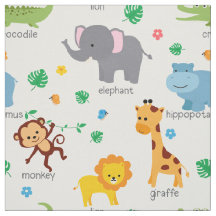 Cute Safari Animaux Nursery Fabric