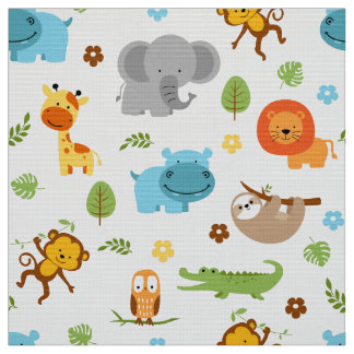Tissu Cute Safari Animaux Nursery Fabric