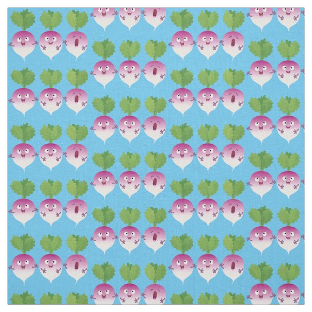 Tissu Cute turnip légumes trio chanter dessin animé (Échantillon)