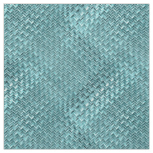 Tissu Cute Turquoise Turquoise Bleu Faux Rattan Motif