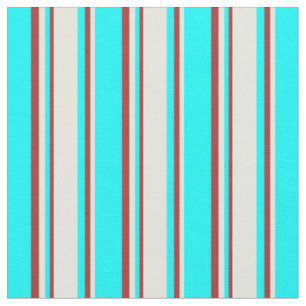 Tissu Cyan, beige et Motif Brown rayé