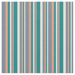 Tissu Cyan clair, Turquoise, Saumon foncé et gris ardois
