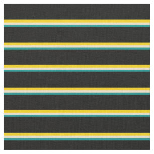 Tissu Cyan foncé, Beige, Jaune et Noir Motif
