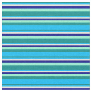 Tissu Cyan foncé, bleu ciel, beige, bleu foncé et aquama