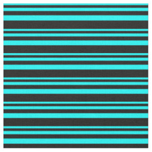 Tissu Cyan & Noir Couleur Linu/Motif rayé