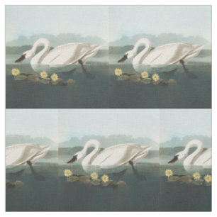Tissu cygne audubon cygnes d'eau blanche