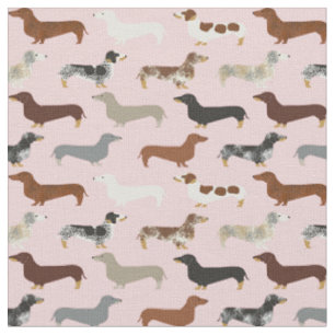 Tissu Dachshund dogs rose pastel