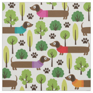 Tissu Dachshunds En Promenade Dans Le Parc