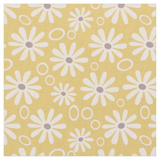 Tissu Daisées et bulles funky Jaune (Fermer)