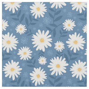 Tissu Daisées sur Arrière - plan bleu