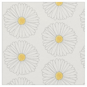 Tissu Daisy Blanc Jaune Fleur Fleur Papier