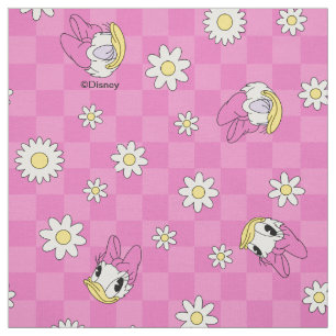 Tissu Daisy Duck Motif Floral à Carreaux Roses