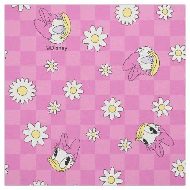 Tissu Daisy Duck Motif Floral à Carreaux Roses (Échantillon)