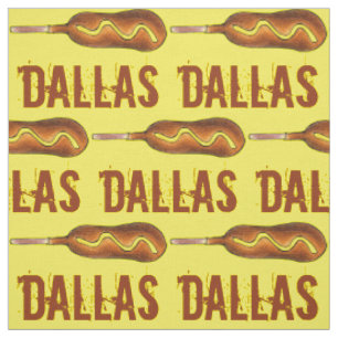 Tissu Dallas TX Texas Corndog Chien de Corne Moustard Fo
