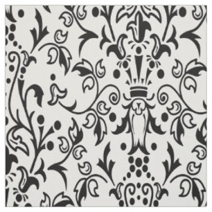 Tissu Damas blanc et noir