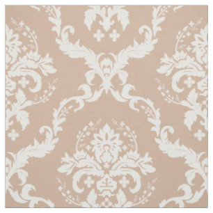 Tissu Damas Floral Blanc Tan Arrière - plan