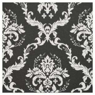 Tissu Damas florales blanches Arrière - plan noir person