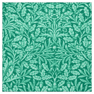 Tissu Damas florales, turquoise et aqua Art nouveau