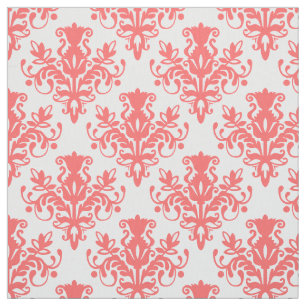 Tissu Damask 02 Motif - Tropical Pink on White