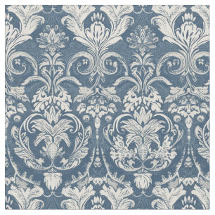 Tissu damassé bleu