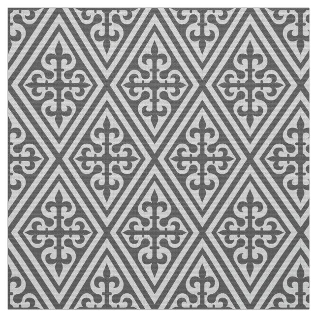 Tissu Damassé croisée médiévale - gris argenté/gris (Échantillon)