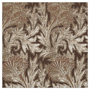 Tissu Damassé de fleur, Taupe Tan et crème Jacobean