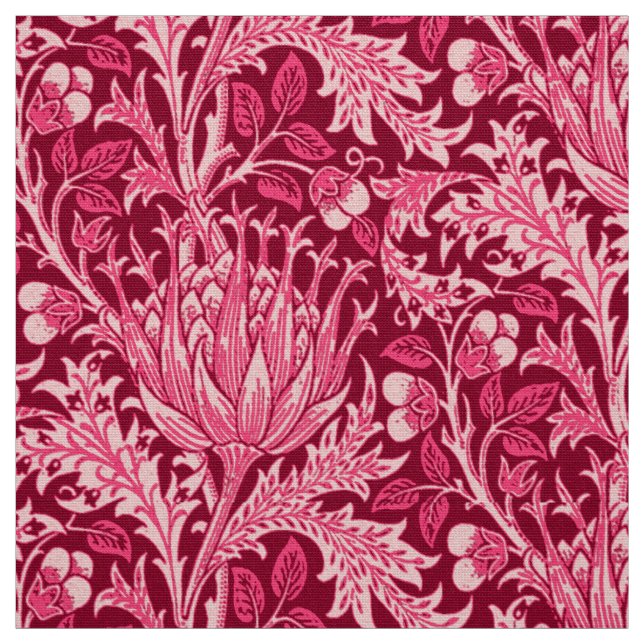 Tissu Damassé de William Morris, rose de fuchsia (Échantillon)