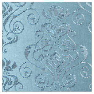 Tissu Damassé florale de bleus layette