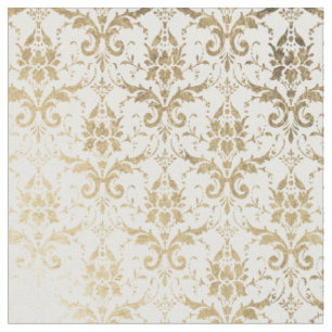 Tissu Damassé florale de faux d'antiquité blanche