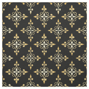 Tissu Damassé florale de luxe de Quatre de noir et d'or