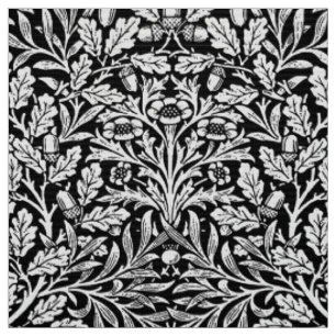 Tissu Damassé florale de Nouveau d'art, noire et blanch