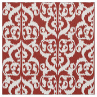 Damassé maure d'Ikat - rouge foncé et blanche