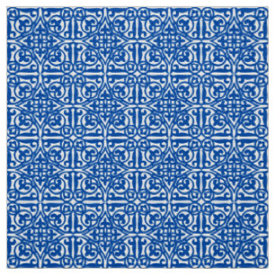 Tissu Damassé médiévale Fleur-De-lis, bleu de cobalt