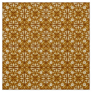 Tissu Damassé médiévale Fleur-De-lis, cuivre et crèm
