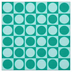 Tissu Damier de la moitié du siècle - turquoise et aqu