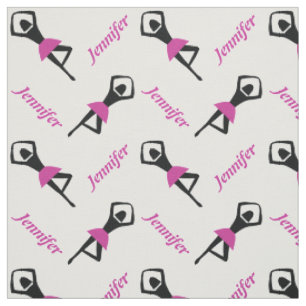 Tissu Danse ballerine rose avec nom personnalisé
